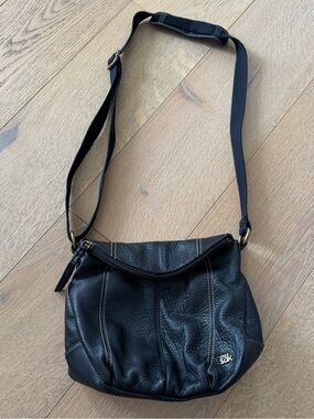 The Sak Deena Flap Crossbody Pebbled Black Leather Purse